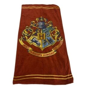 Harry Potter Beach Towel Crest Hogwarts Burgundy Gryffindor Hufflepuff 58" x 28"